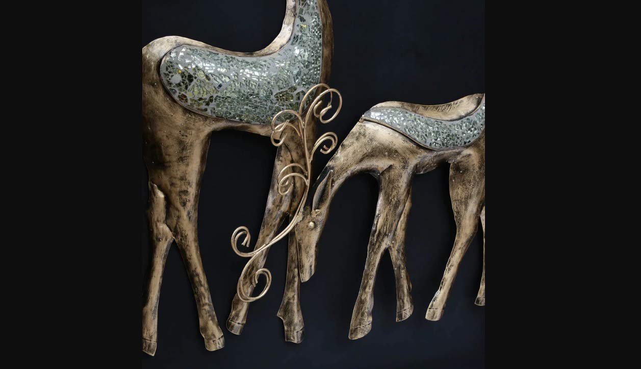 Handcrafted Metal Deer Panel for Wall Decor