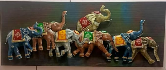 Handcrafted Metal Elephant Family Wall Art