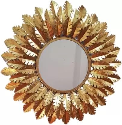 Handcrafted Metal Feathers Design Wall Mirror for Gifting 36*24 Inches