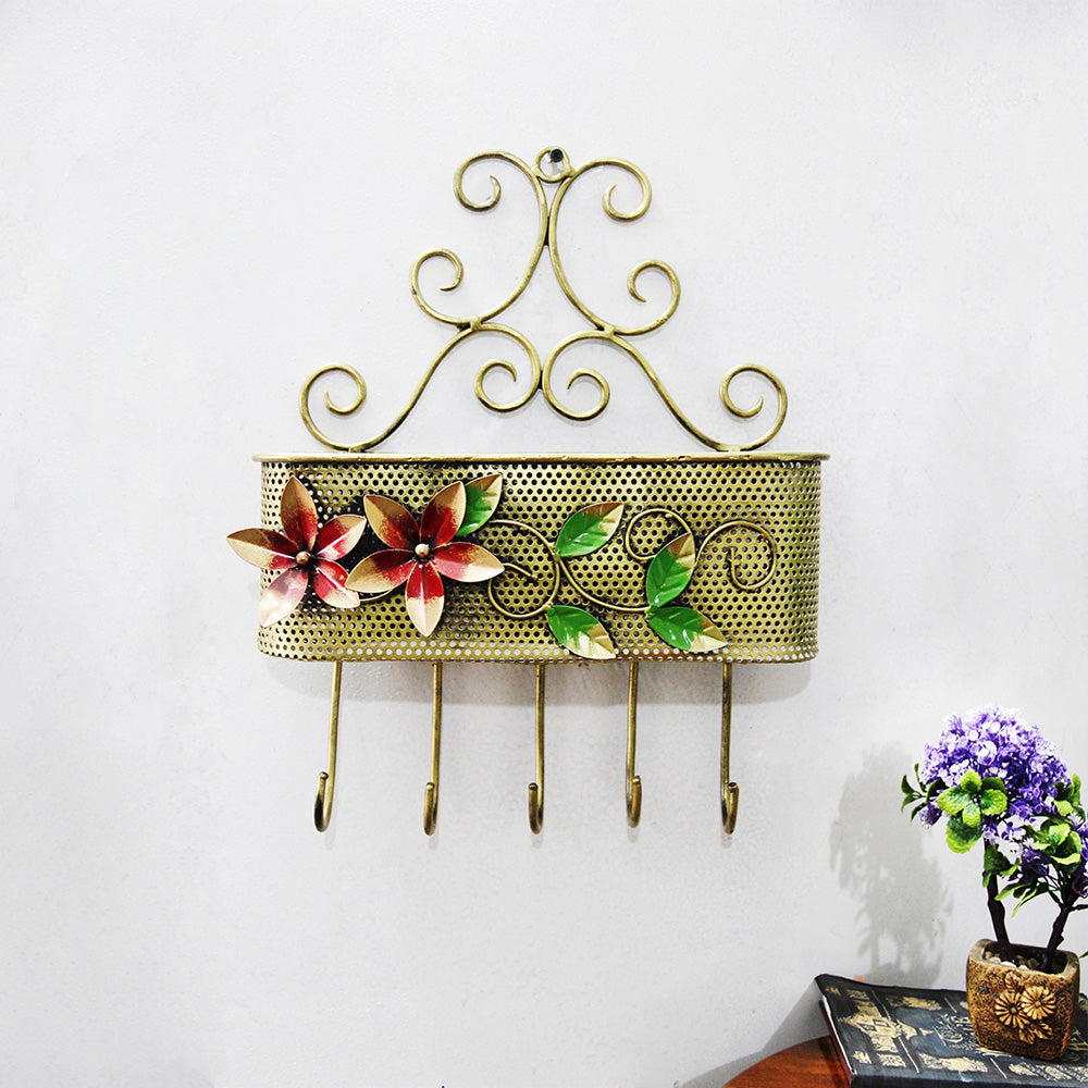 Handcrafted Metal Floral key holder