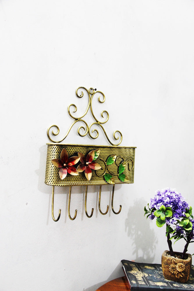 Handcrafted Metal Floral key holder