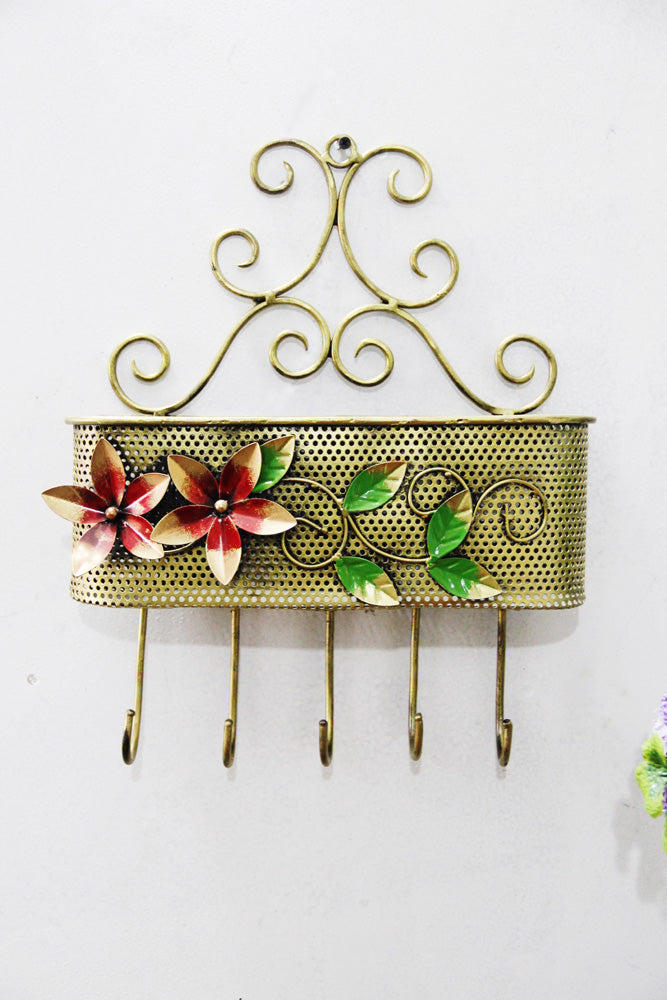 Handcrafted Metal Floral key holder