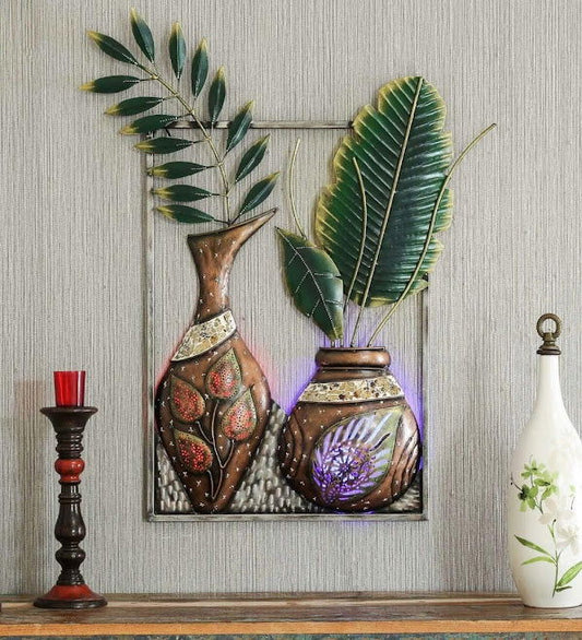 Handcrafted Metal Flower Vase with Led Wall Art - ArtyCraftz.com