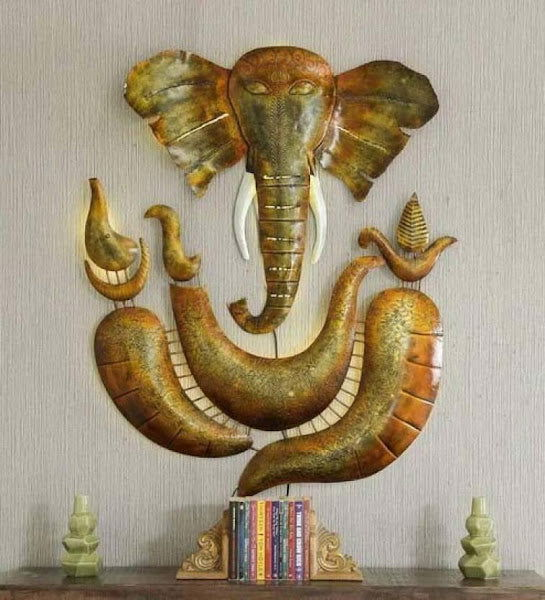 Handcrafted Metal Ganesha Wall Hanging for Home,Office Decor and Gifting, House Warming - ArtyCraftz.com