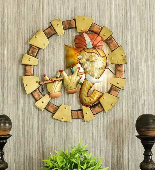 Handcrafted Metal Ganesha with led for Wall Decor - ArtyCraftz.com