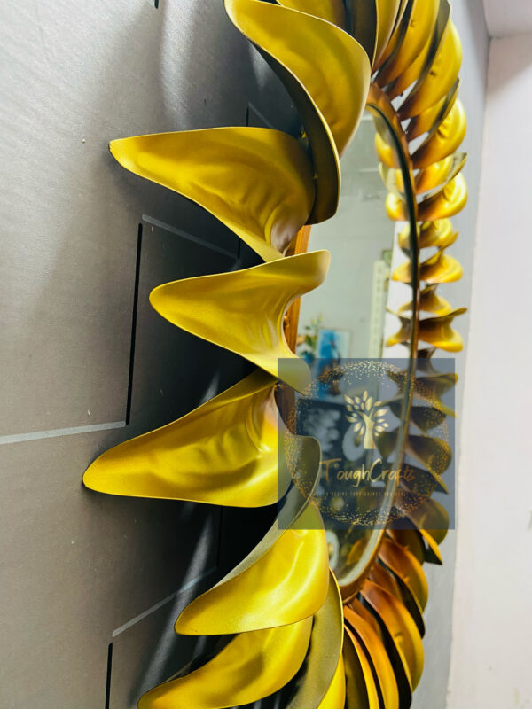 Handcrafted Metal Furr Mirror for Wall Decor 38 Inches