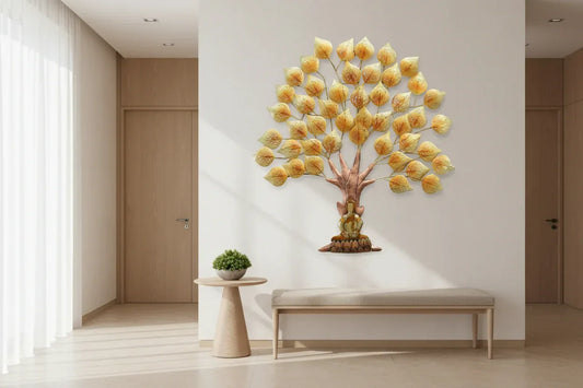 Meditating Buddha Under Tree Iron Wall Art-ArtyCraftz.com