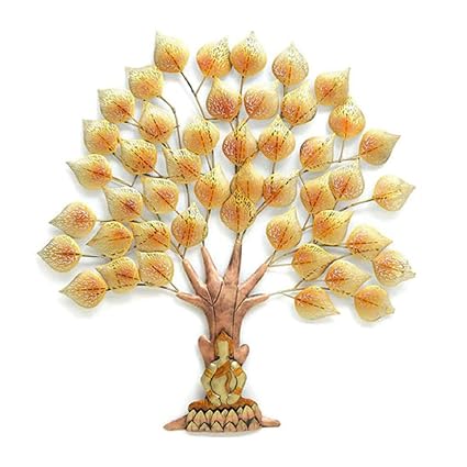 Handcrafted Metal Golden Buddha Tree Wall Art