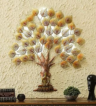 Handcrafted Metal Golden Buddha Tree Wall Art