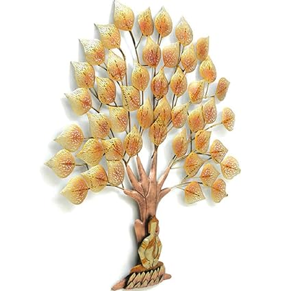 Handcrafted Metal Golden Buddha Tree Wall Art