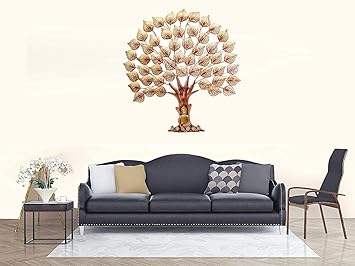 Handcrafted Metal Golden Buddha Tree Wall Art