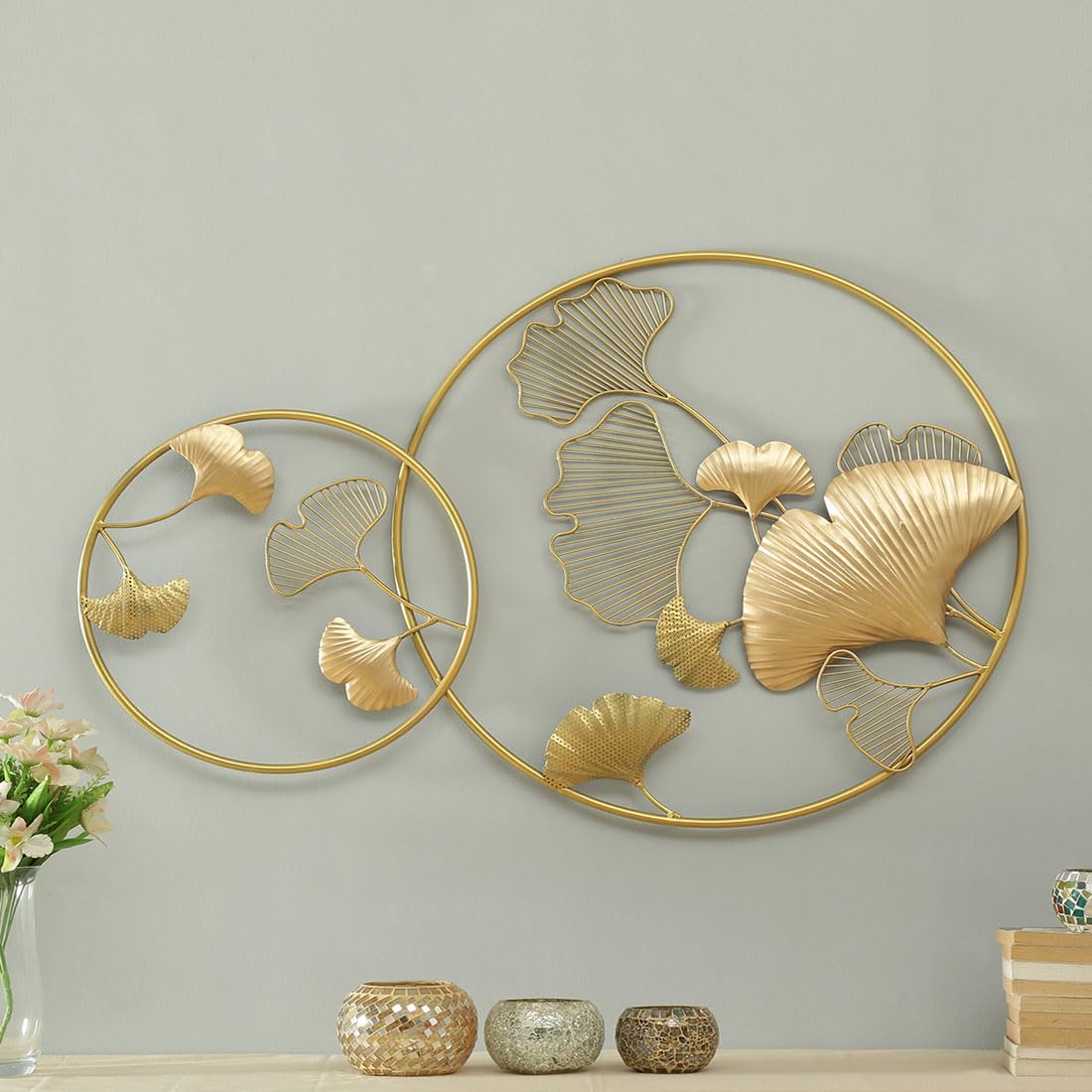 Handcrafted Metal Golden Leaf Wall Art Decor-ArtyCraftz.com