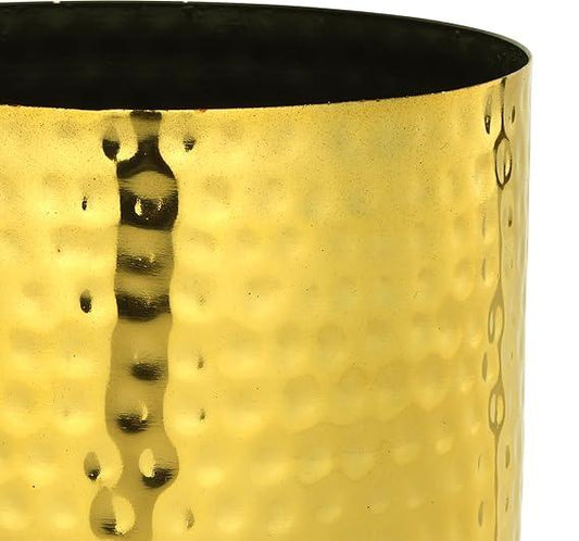 Handcrafted Metal Golden Pot for Showpiece
