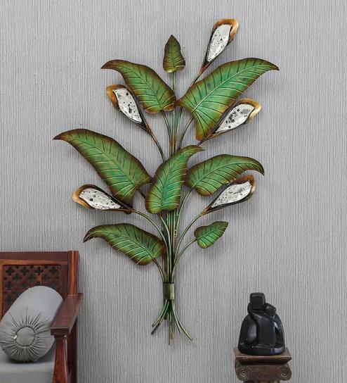 Handcrafted Metal Green Floral Wall Decor - ArtyCraftz.com