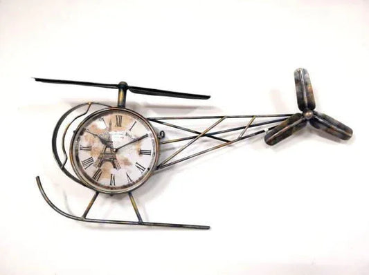 Handcrafted Metal Helicopter Clock Wall Decor - ArtyCraftz.com