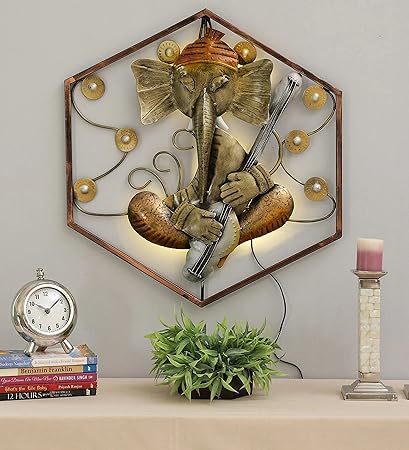 Handcrafted Metal Hexagon Ganesha Wall Art