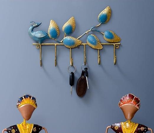 Handcrafted Metal Hook Peacock for Wall Decor