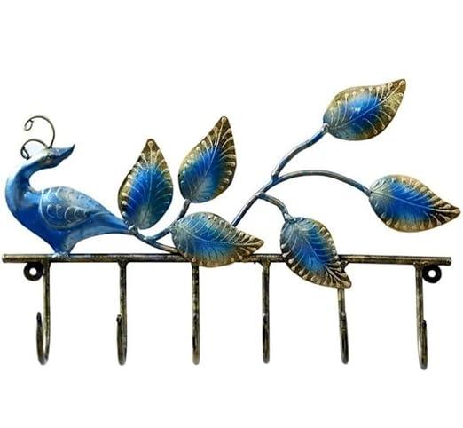 Handcrafted Metal Hook Peacock for Wall Decor