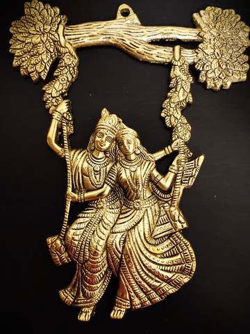 Handcrafted Metal Krishna Radha statue wall hanging for Wall Decor - ArtyCraftz.com