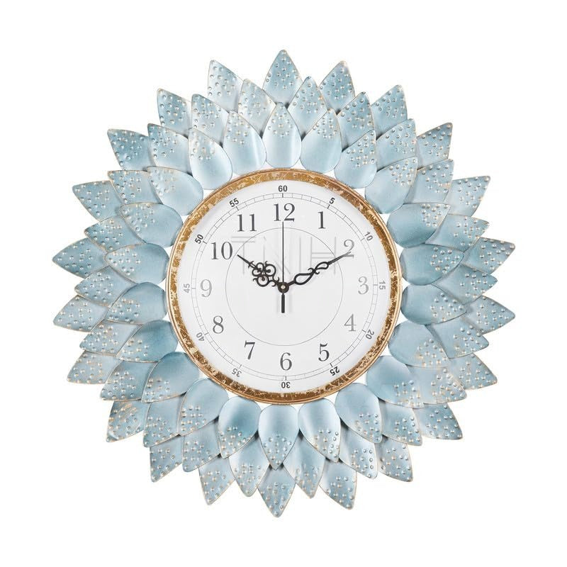 Handcrafted Metal Leaf Wall Clock for Wall Decor 24 Inches - ArtyCraftz.com