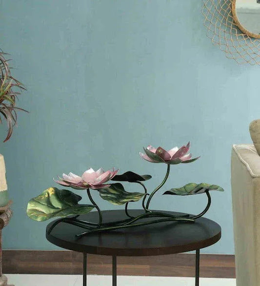 Handcrafted Metal Lotus Table Decor Showpiece - ArtyCraftz.com