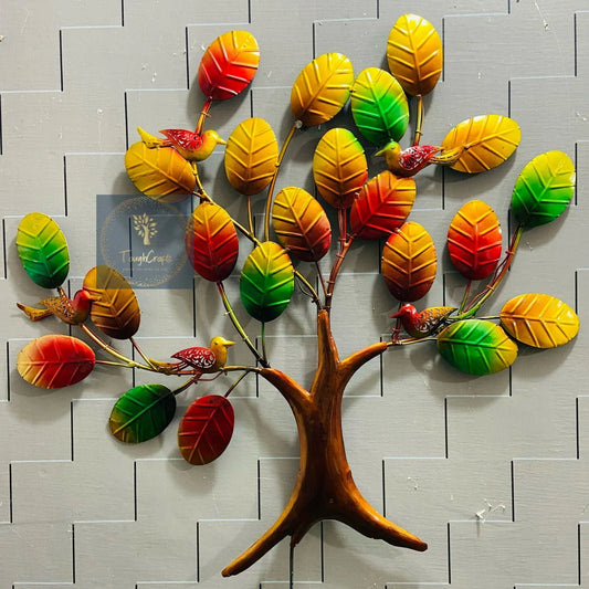 Handcrafted Metal Multi Color Tree Wall Decor