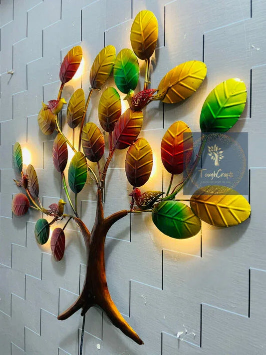 Handcrafted Metal Multi Color Tree Wall Decor