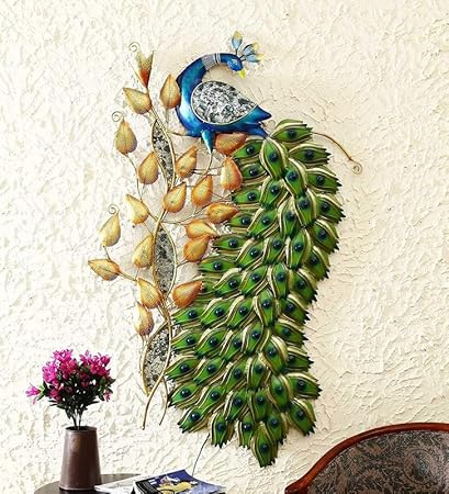 Handcrafted Metal Peacock Wall Home Decor (36*3*72 Inches)