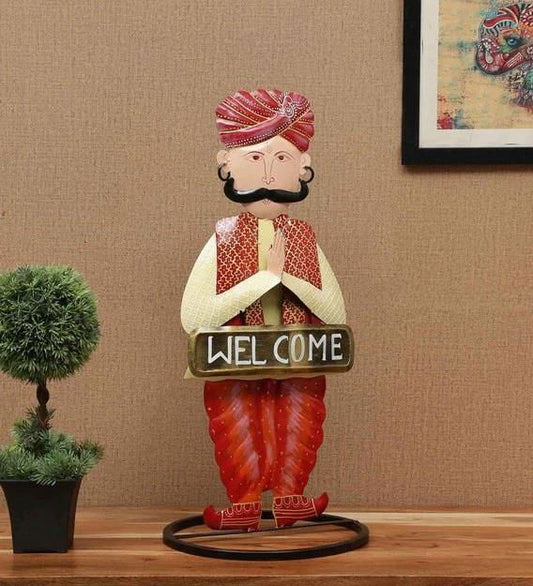 Handcrafted Metal Rajasthani Welcome for Showpiece - ArtyCraftz.com