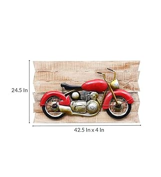 Handcrafted Metal Red Bike Wall Art