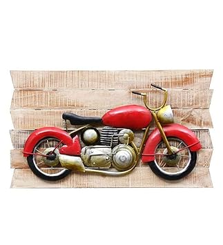 Handcrafted Metal Red Bike Wall Art