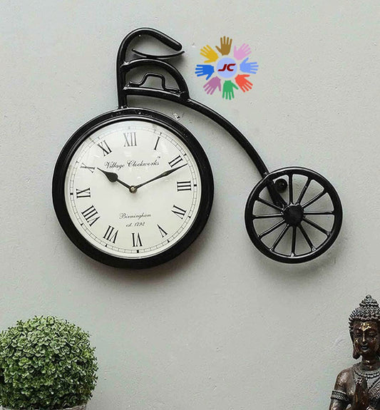Handcrafted Metal Retro Cycle with Clock for Wall Decor - ArtyCraftz.com