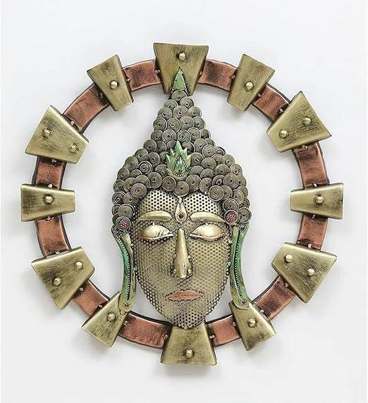 Handcrafted Metal Round Buddha Frame Wall Decor