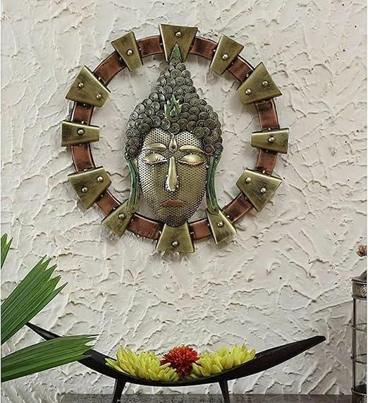 Handcrafted Metal Round Buddha Frame Wall Decor