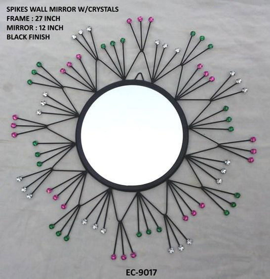 Handcrafted Metal Spikes with Crtystal Mirror for Wall Decor - ArtyCraftz.com