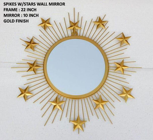 Handcrafted Metal Spikes with Star Mirror for Wall Decor - ArtyCraftz.com