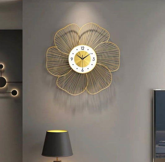 Handcrafted Metal Wall Clock For Living study Hall Dining and Bedroom Gold Color - ArtyCraftz.com