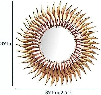 Handcrafted Metal Wall Mirror for Home Decor and Gifting 38 Inches