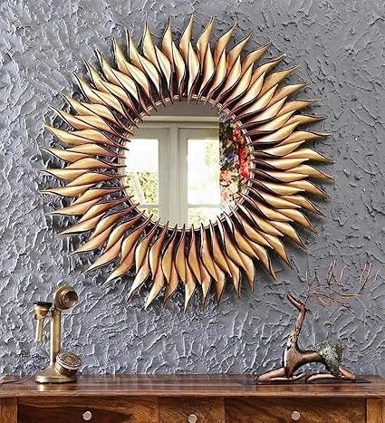 Extra Large Golden Sunburst Iron Mirror-ArtyCraftz.com