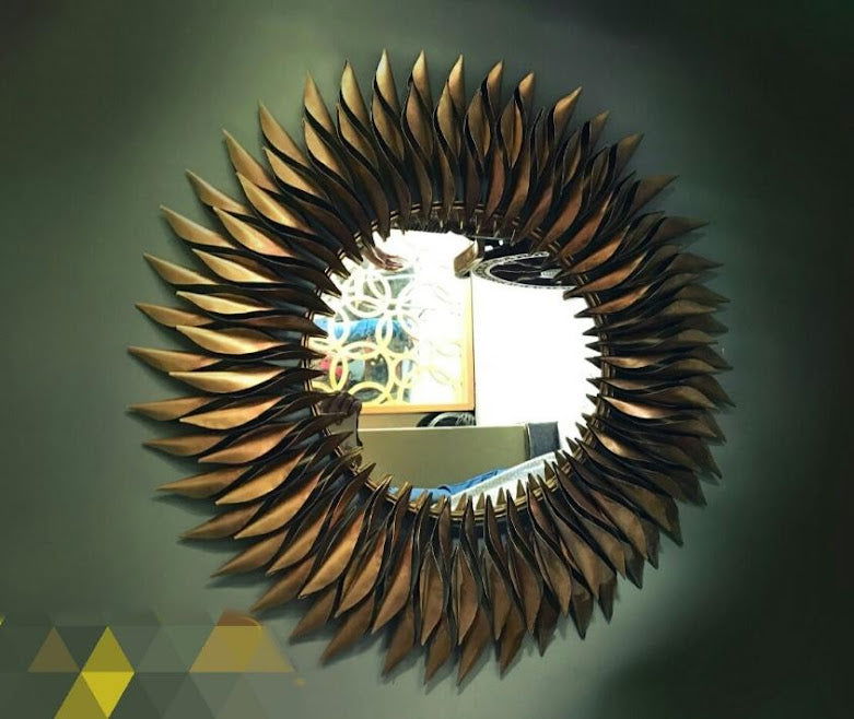 Handcrafted Metal Wall Mirror for Home Decor and Gifting 38 Inches - ArtyCraftz.com