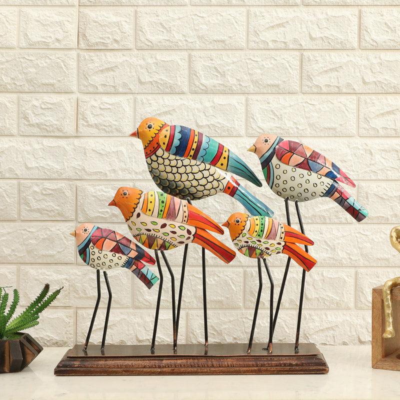 Handcrafted Metal & Wood Oni Bird Cluster Table Decor (48 x 41 cm) - ArtyCraftz.com