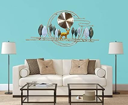 Handcrafted Metallic Deer Hanging Wall clock