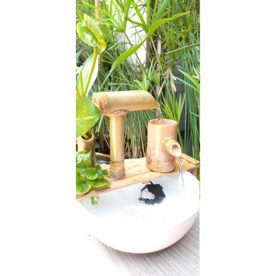 Handcrafted Mini Table Top Bamboo Water Fountain Simple Style