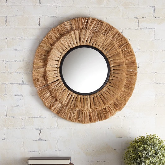Handcrafted Moonj Grass Boho Wall Mirror-ArtyCraftz.com
