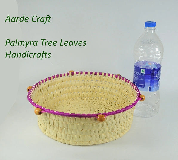 Handcrafted Palm Leaf Mani - Bowl and Bead - Bowl 10*3.5 Inches - ArtyCraftz.com