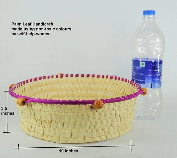 Handcrafted Palm Leaf Mani - Bowl and Bead - Bowl 10*3.5 Inches - ArtyCraftz.com