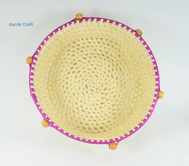 Handcrafted Palm Leaf Mani - Bowl and Bead - Bowl 10*3.5 Inches - ArtyCraftz.com