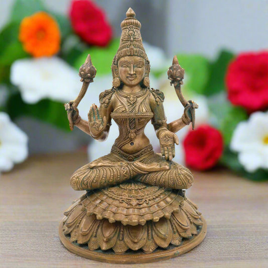 Handcrafted Panchaloha Statue of Goddess Mahalakshmi-ArtyCraftz.com