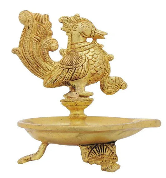 Handcrafted Peacock Brass Diya for Pooja for Gifting 4.7*4*5 Inches - ArtyCraftz.com