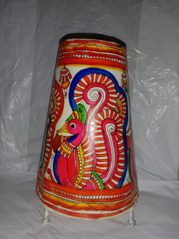 Handmade Leather Lamp Shade Painting 8 Inches Multi Color - ArtyCraftz.com